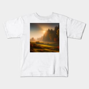 Autumn Landscape in the Golden Hour Kids T-Shirt